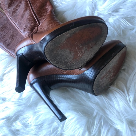 Rachel Zoe Chloe Luggage Leather Platform Boots 6 - Picture 9 of 15